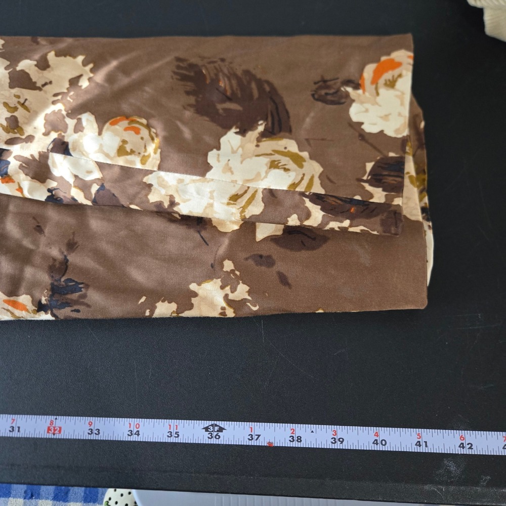 Talbots Brown Floral Satin Sheath Midi Dress Size 14 NWT Cocktail Classic Modest - Picture 8 of 9